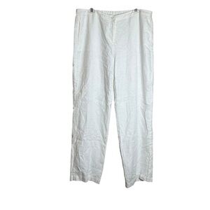 White Linen Pants Beach Coastal Wide Leg Pockets Women’s Sz 14 Lined Kim Rogers